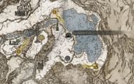 Head to the frozen lake to find the cave. (Image via FromSoftware)